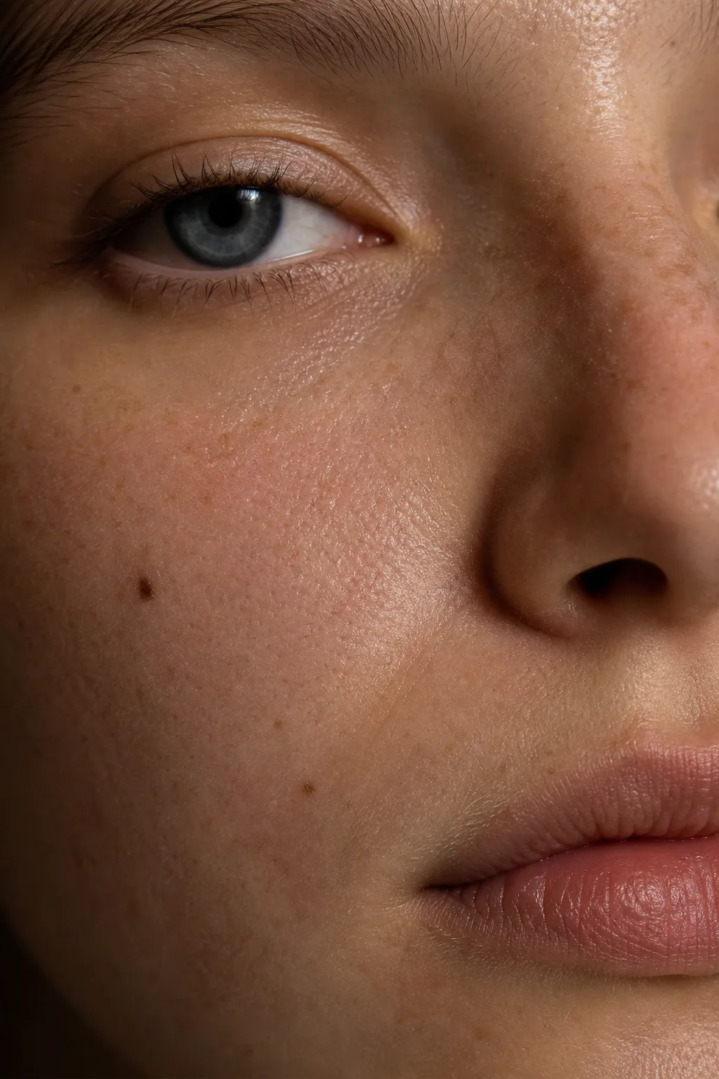 Close-up showing added photoreal skin texture