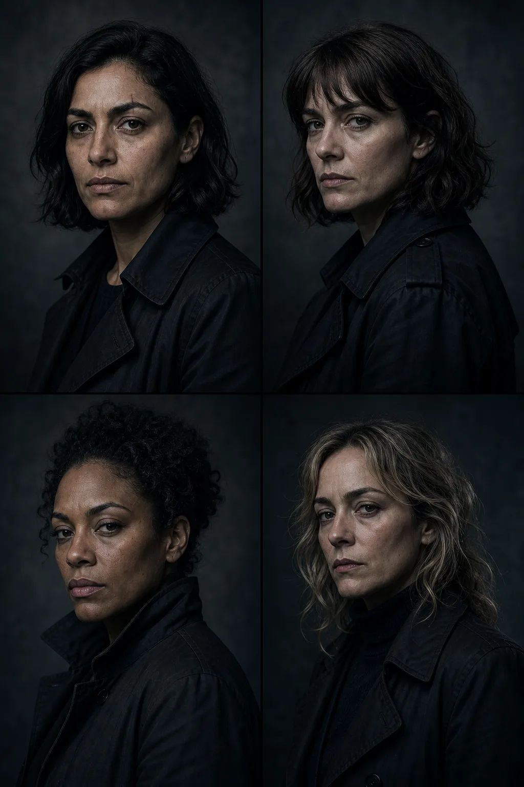 Casting lineup: weary detective, late 30s, cinematic realism