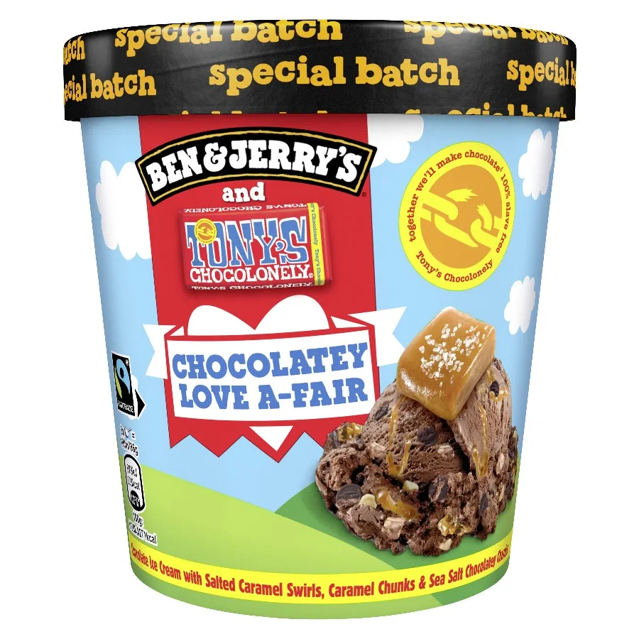 BEN & JERRY'S AND TONY'S CHOCOLONELY CHOCOLATEY LOVE-A-FAIR