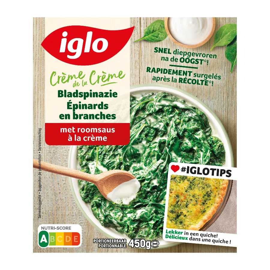 IGLO CRÈME DE LA CRÈME BLADSPINAZIE MET ROOMSAUS