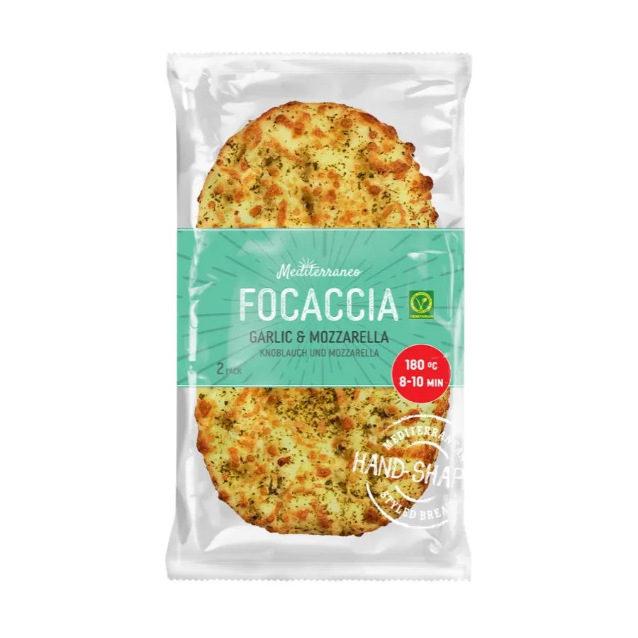 FOCACCIA GARLIC & MOZZARELLA - 2 STUKS