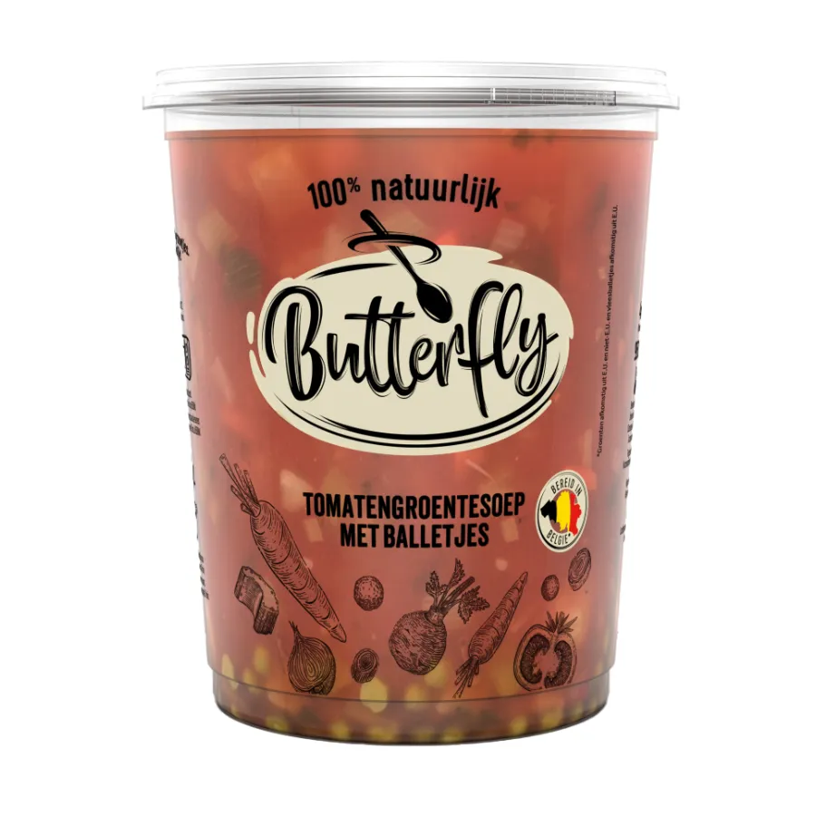 BUTTERFLY TOMATENGROENTENSOEP MET BALLETJES
