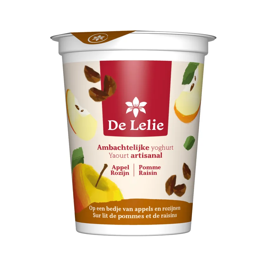 DE LELIE AMBACHTELIJKE YOGHURT APPEL & ROZIJN