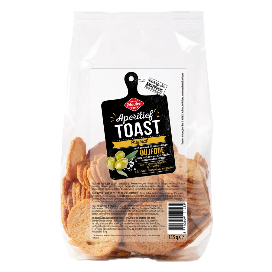 VAN DER MEULEN APERITIEF TOAST ORIGINAL MET ZEEZOUT EN OLIJFOLIE