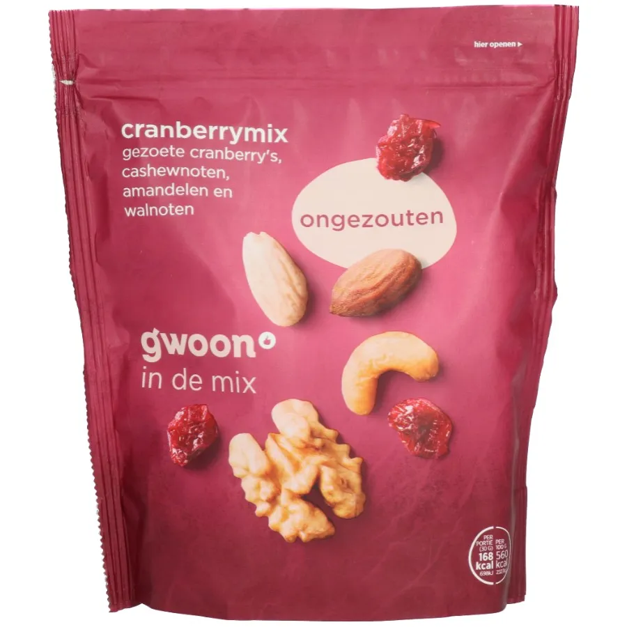GWOON CRANBERRY MIX ONGEZOUTEN