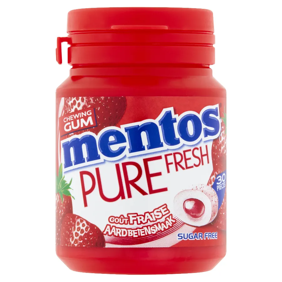 MENTOS PURE FRESH AARDBEIENSMAAK - 30 STUKS BOTTLE