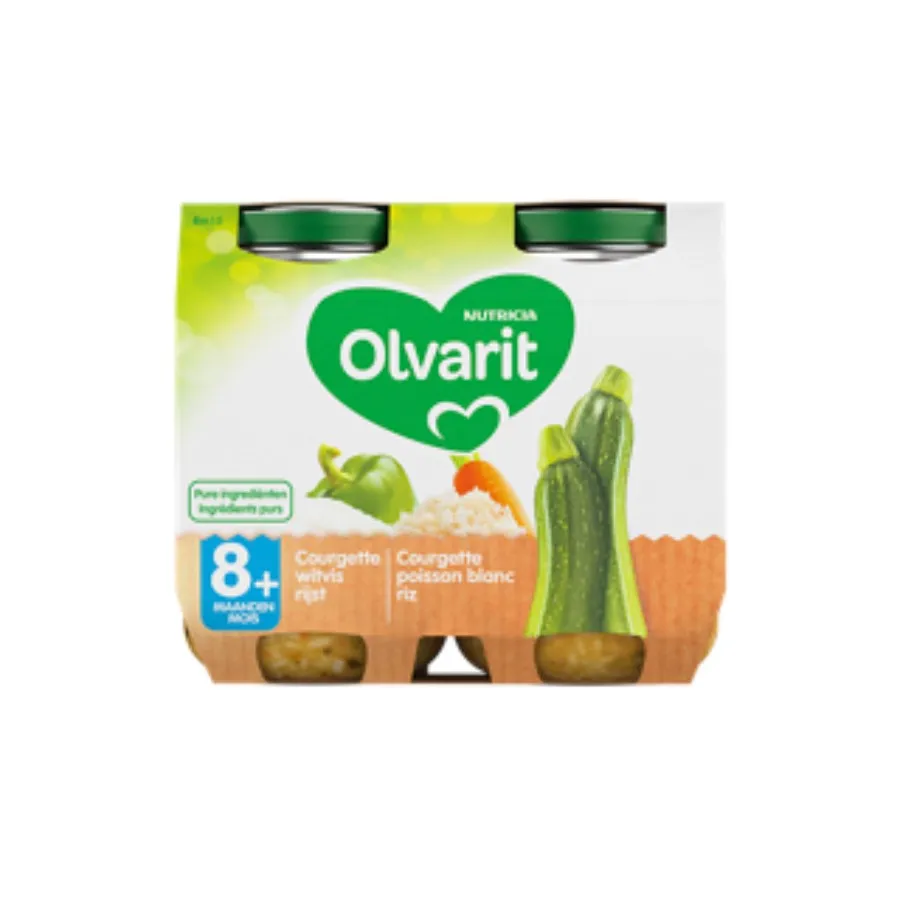 OLVARIT COURGETTE, WITVIS EN RIJST (8+)