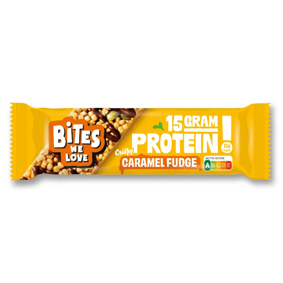 BITES WE LOVE CRISPY PROTEIN CARAMEL FUDGE