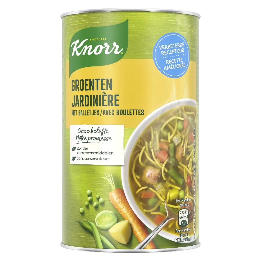 KNORR GROENTENSOEP MET BALLETJES BLIK