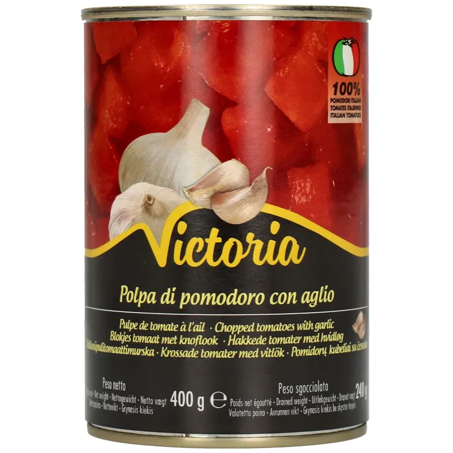 VICTORIA TOMATENBLOKJES MET KNOFLOOK BLIK