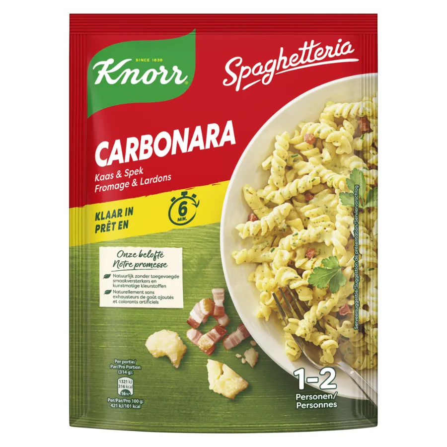 KNORR SPAGHETTERIA CARBONARA KAAS & SPEK POUCH