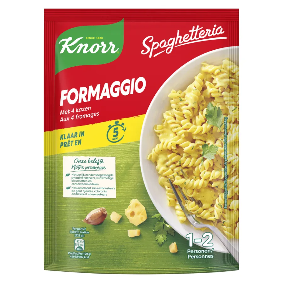 KNORR SPAGHETTERIA FORMAGGIO MET 4 KAZEN POUCH