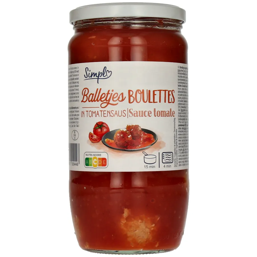 SIMPL BALLETJES IN TOMATENSAUS GLAS
