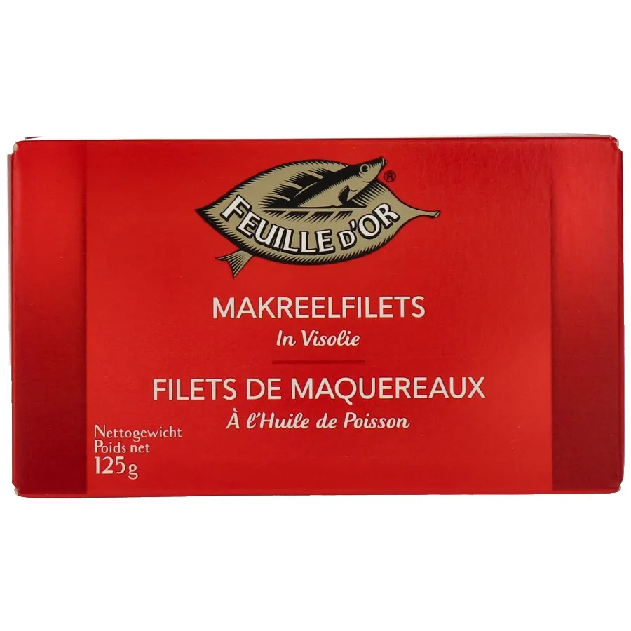 FEUILLE D'OR MAKREELFILETS IN VISOLIE BLIK