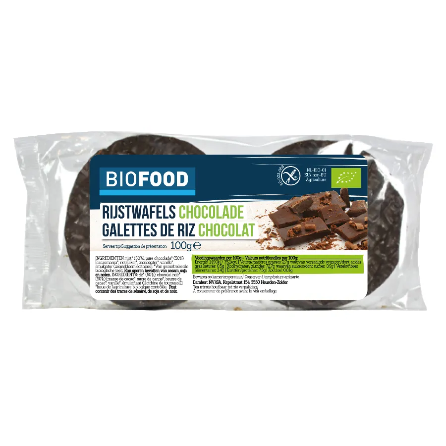 DAMHERT BIOFOOD RIJSTWAFELS CHOCOLADE