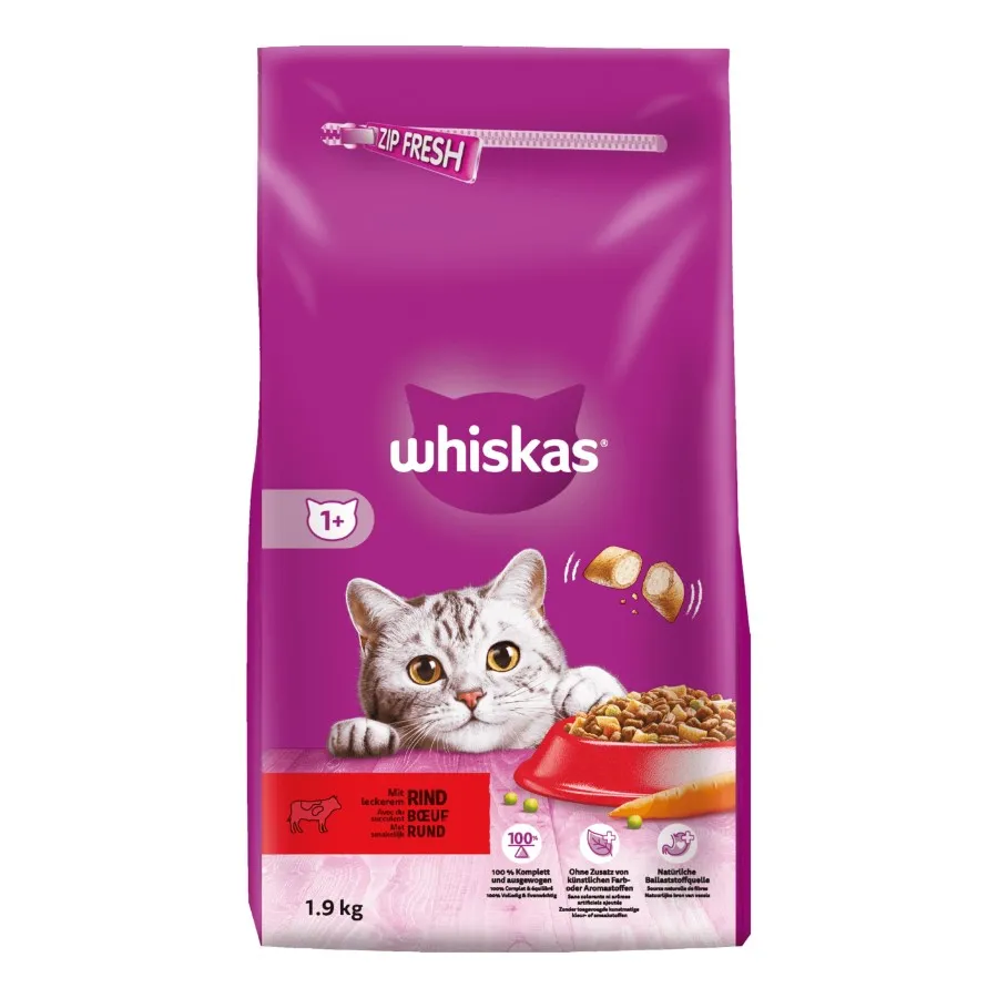 WHISKAS DRY KATTENVOEDING 1+ MET RUND
