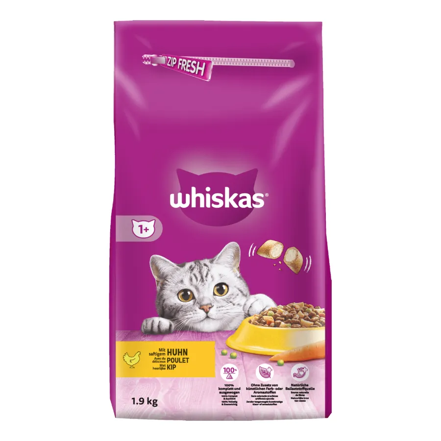 WHISKAS DRY KATTENVOEDING 1+ MET KIP