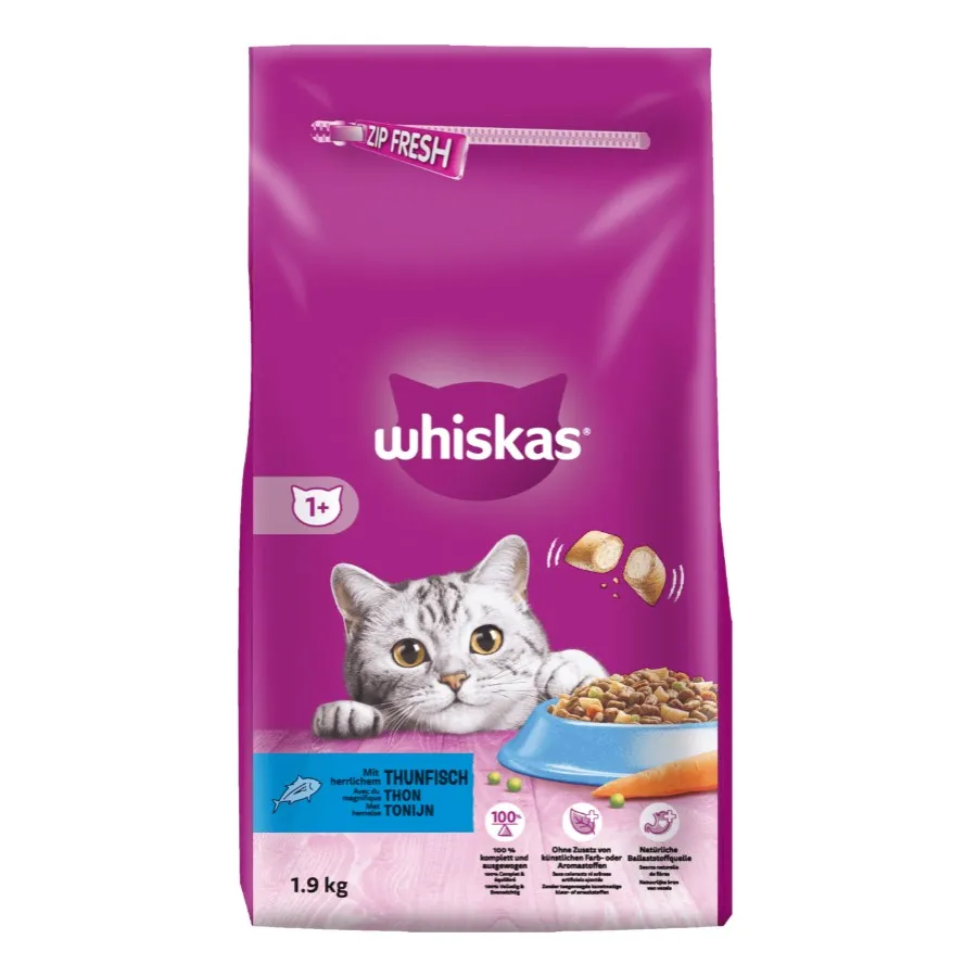 WHISKAS DRY KATTENVOEDING 1+ MET TONIJN