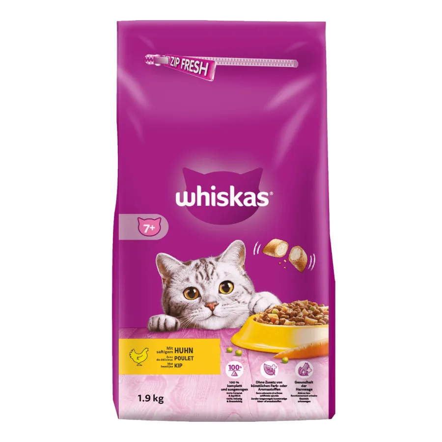 WHISKAS DRY KATTENVOEDING 7+ MET KIP