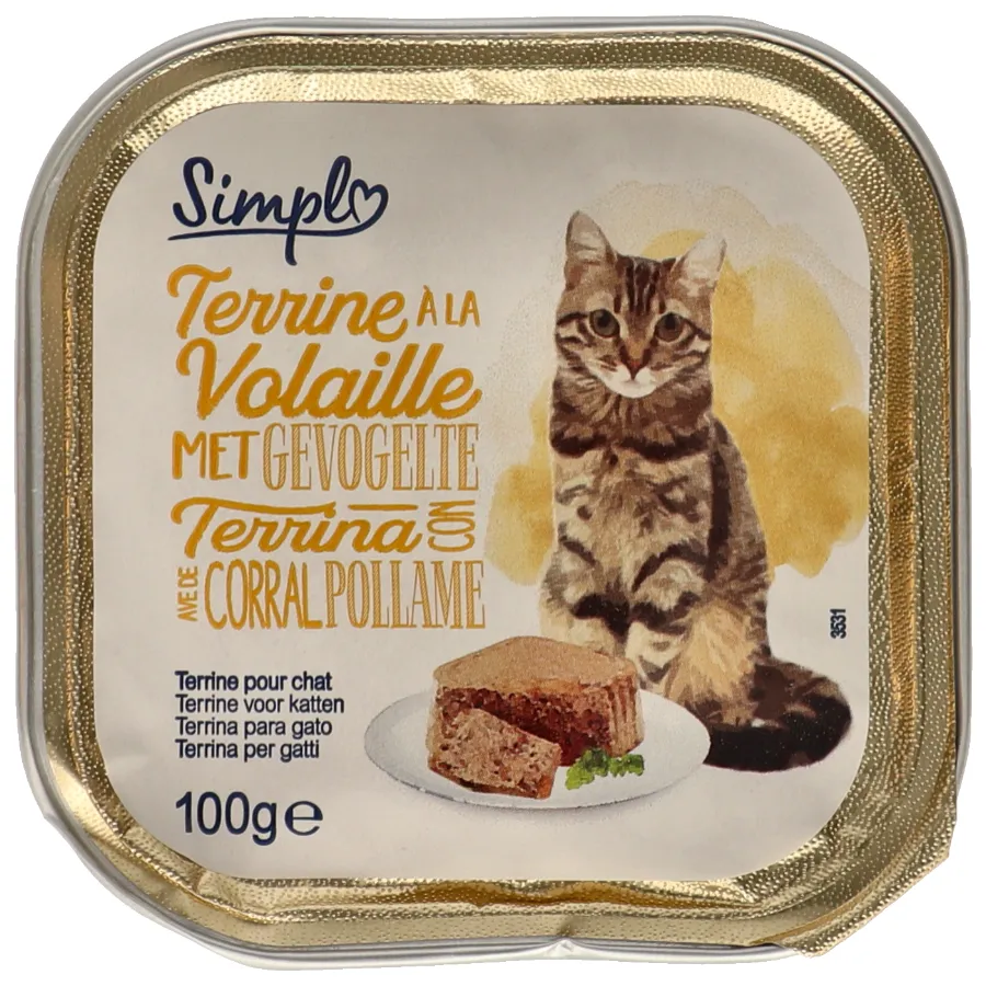 SIMPL KATTENVOEDING TERRINE MET GEVOGELTE ALU