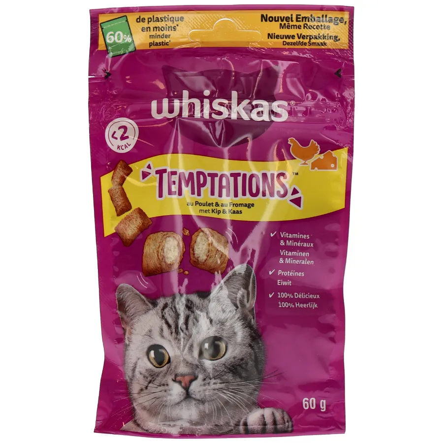 WHISKAS TEMPTATIONS KATTENVOEDING MET KIP & KAAS