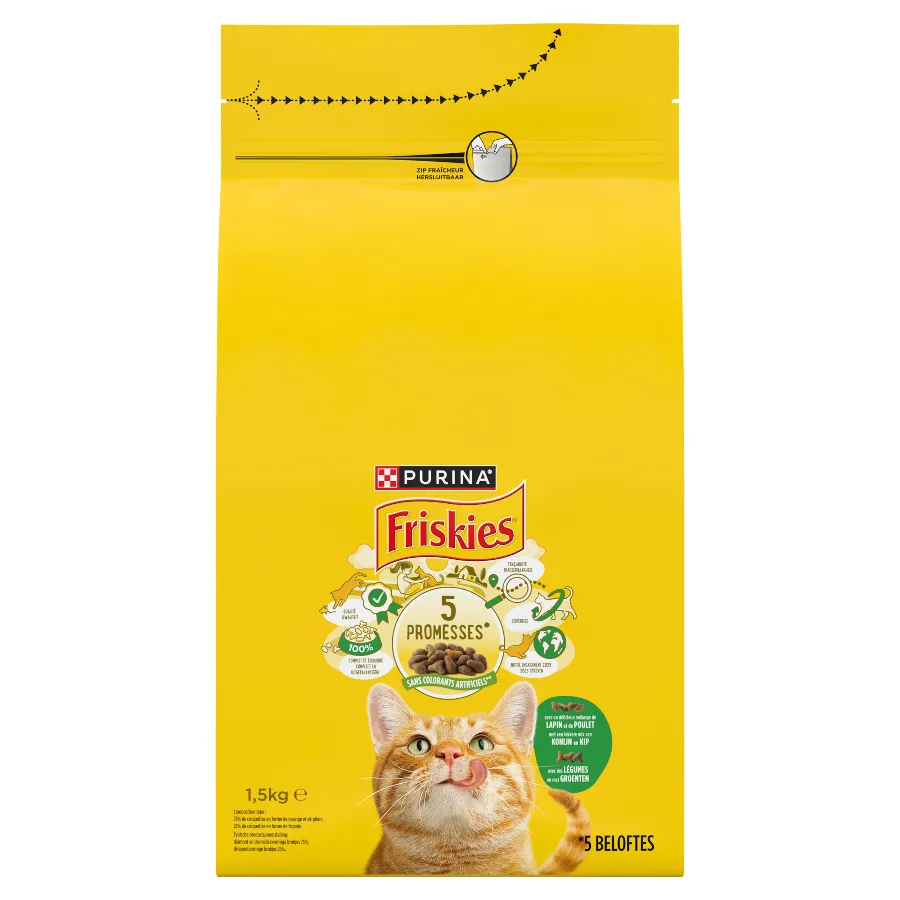FRISKIES DROGE KATTENVOEDING ADULT KONIJN EN KIP