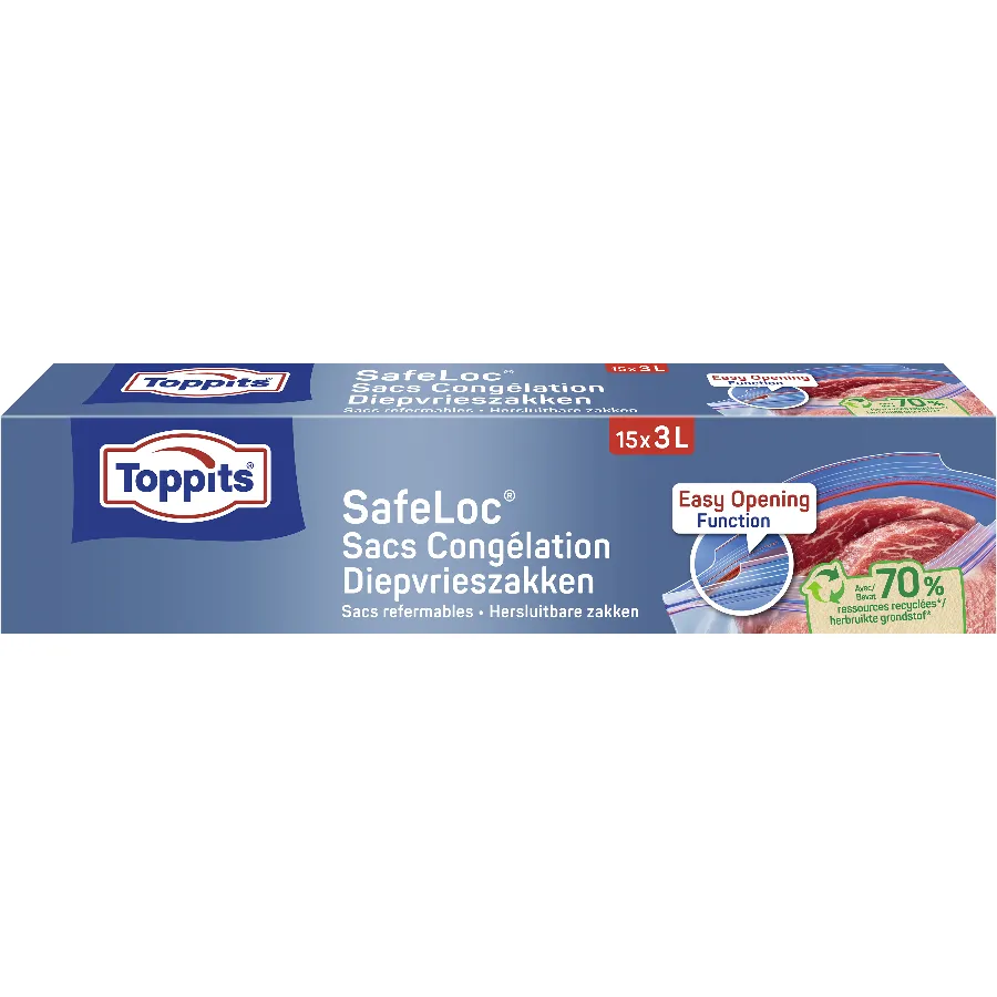 TOPPITS DIEPVRIESZAKJES  MET ZIP-SLUITING 3L - 15 STUKS