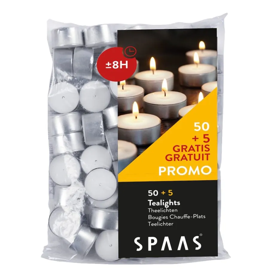 SPAAS THEELICHT 8 UUR - 50 STUKS