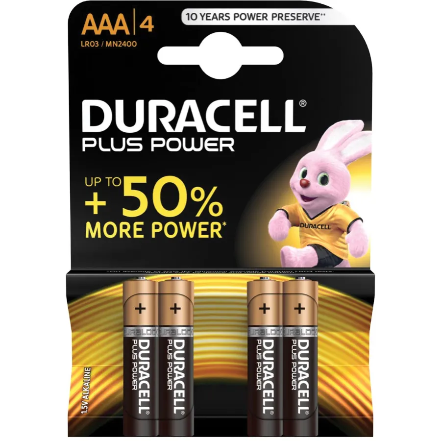 DURACELL PLUS POWER BATTERIJ AAA - 4 STUKS