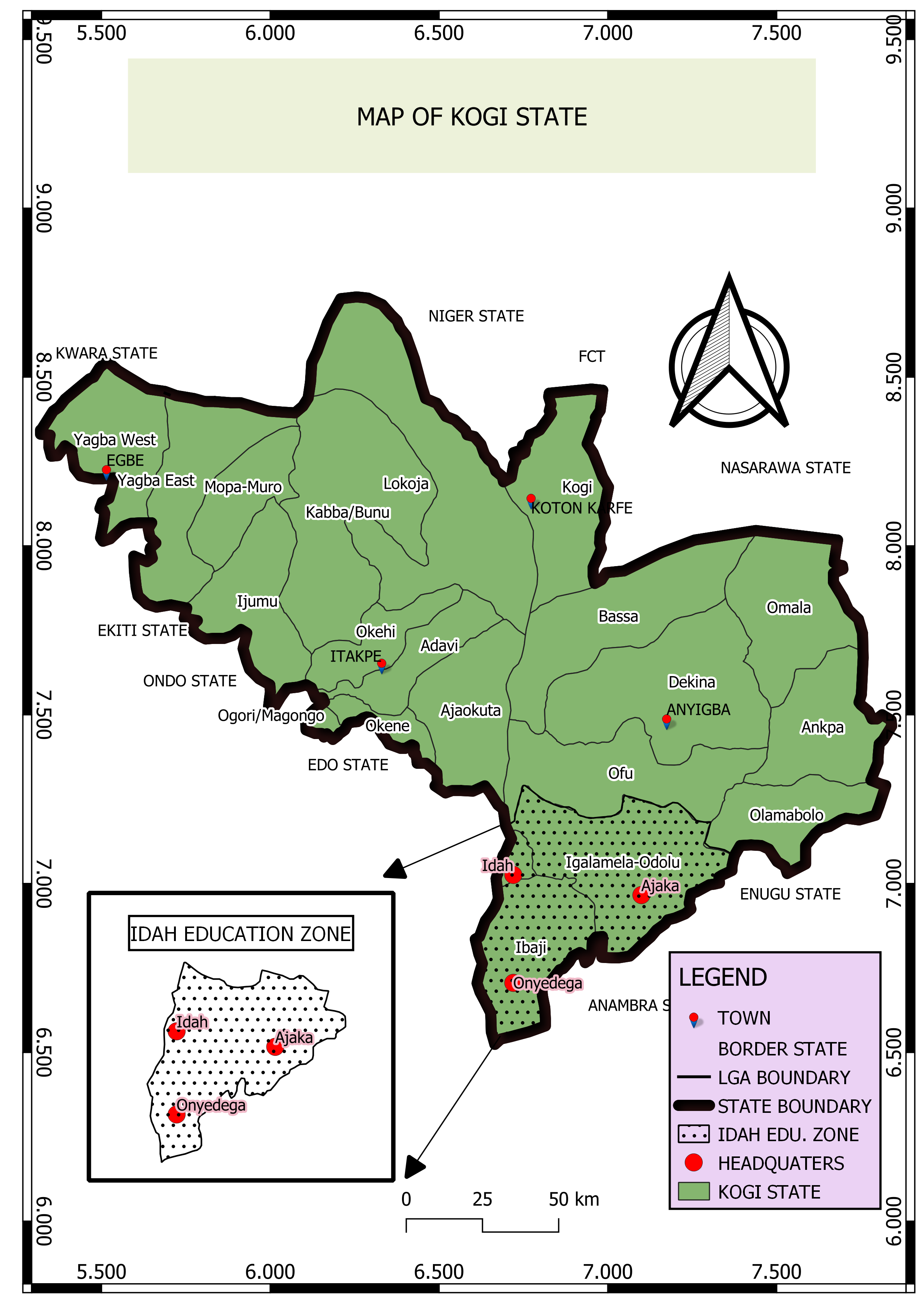 Map Of Kogi State Spatialnode Map Of Kogi State Spatialnode