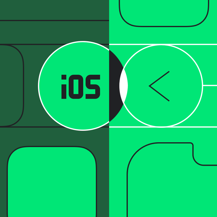 Abstract composition of iOS-like elements including the Back action.