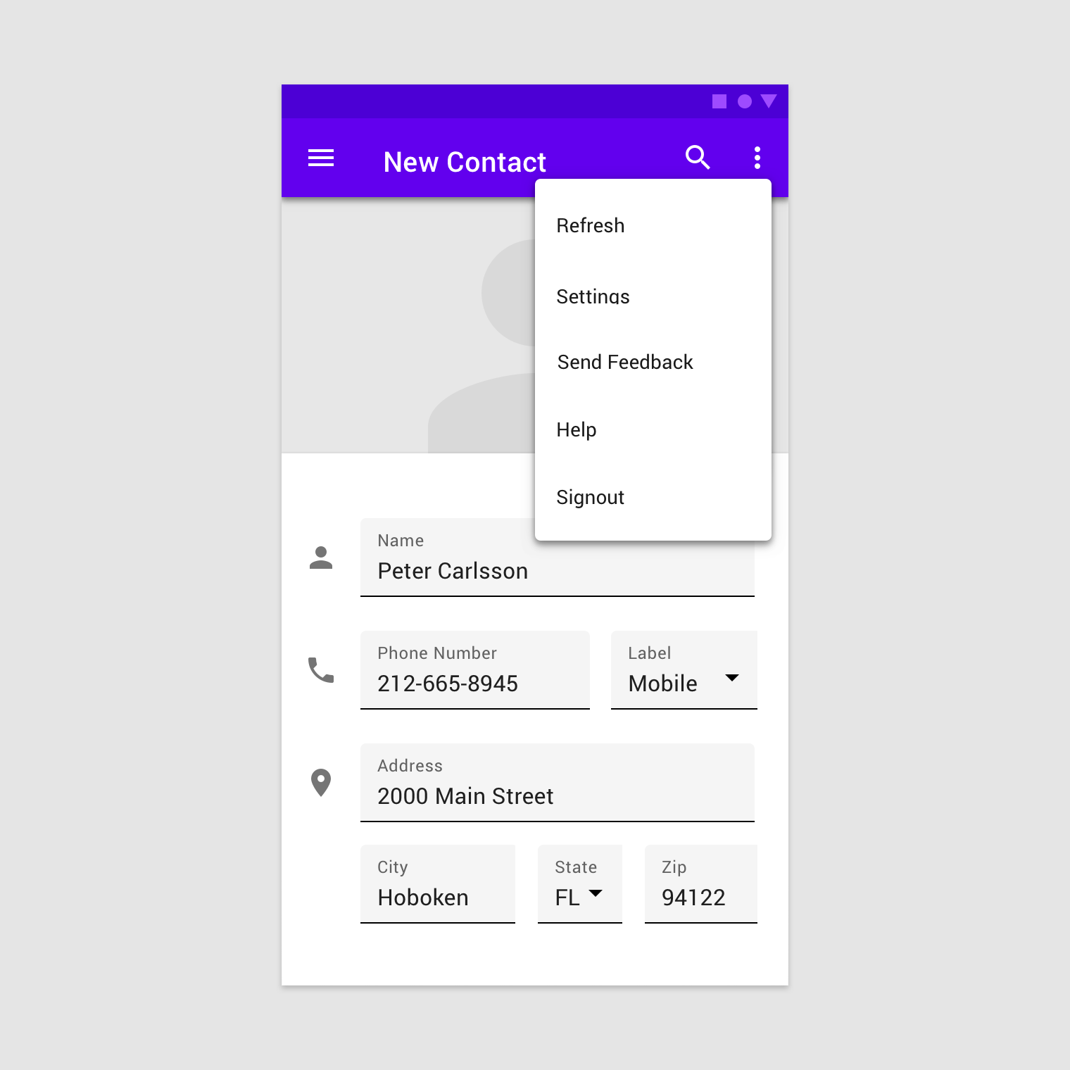 A dropdown menu triggered by an icon on mobile.