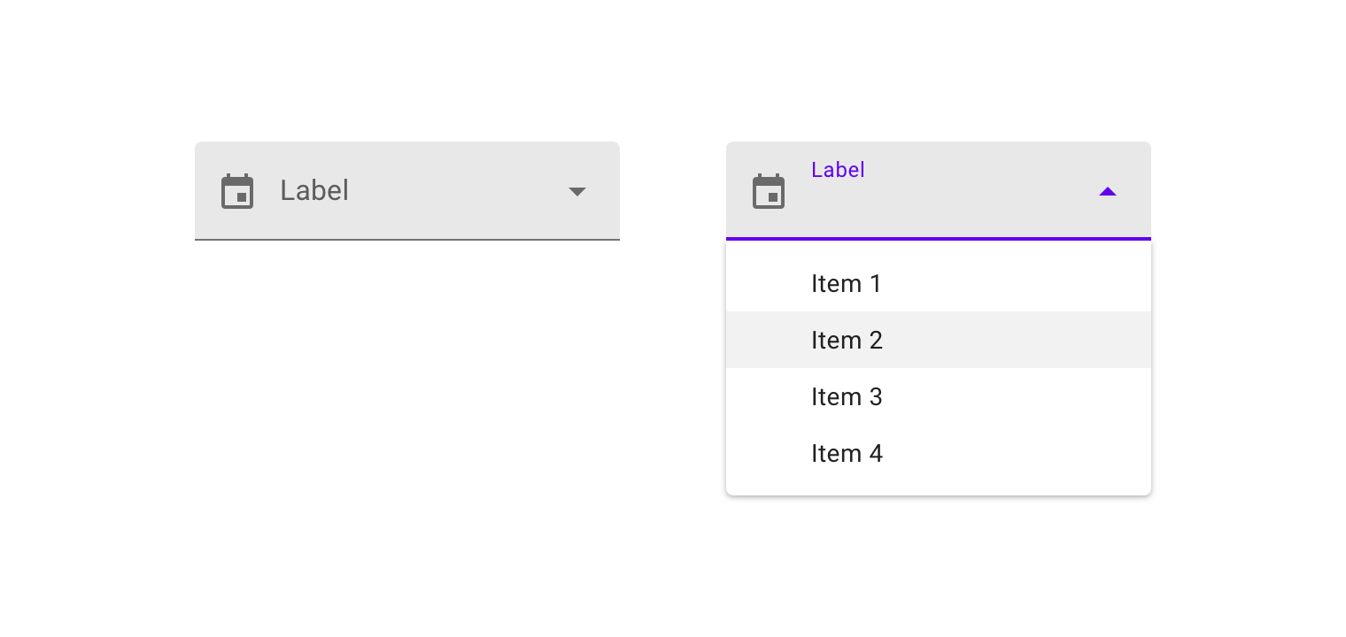 Filled dropdown menu with a leading icon