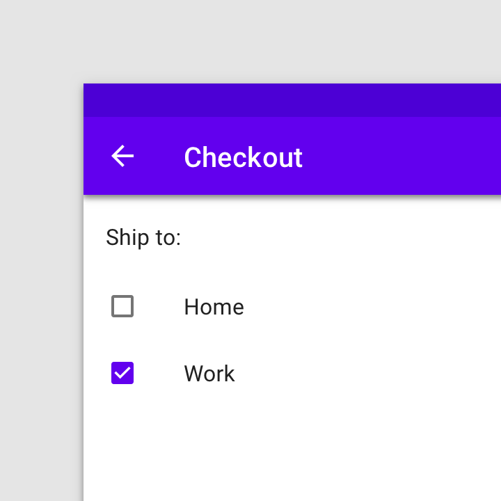 List of shipping options to home or work. Each option has a checkbox.