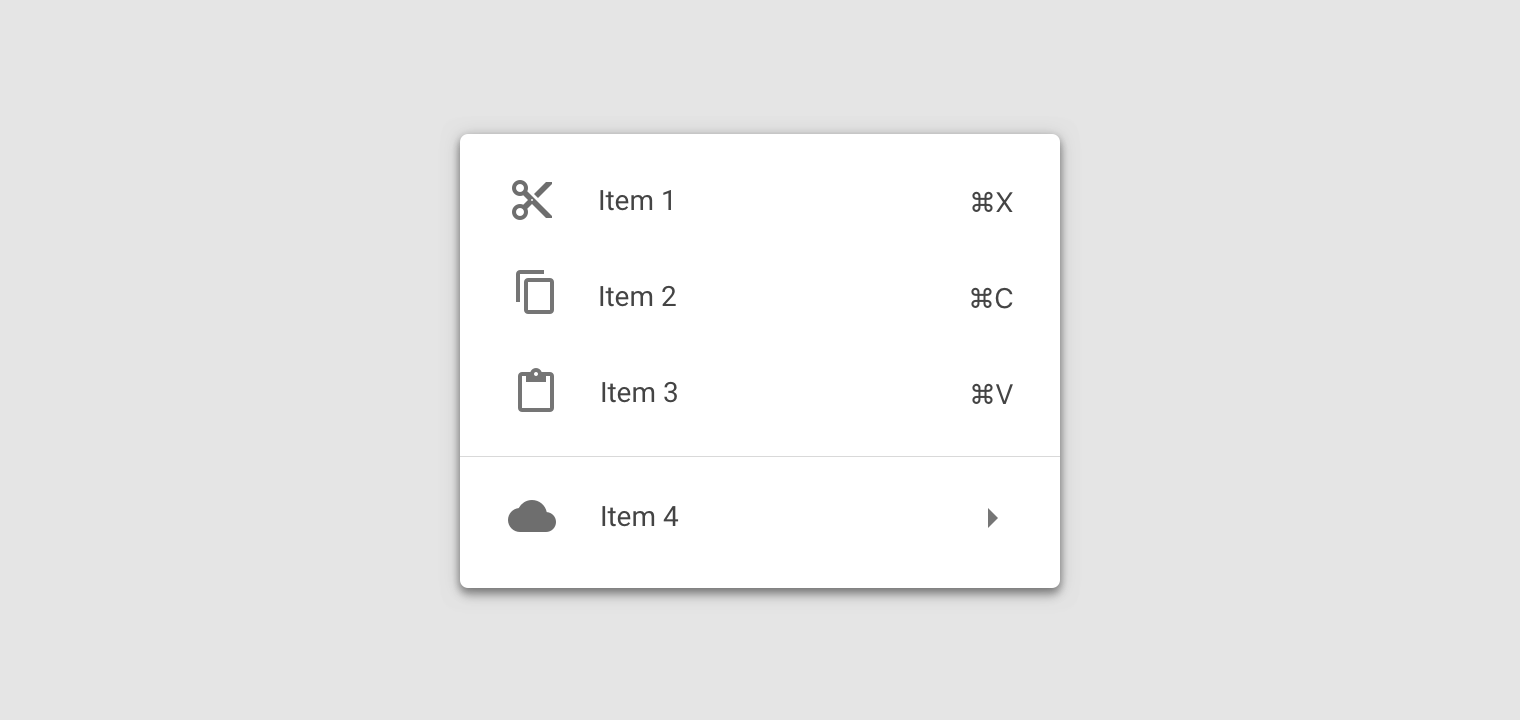 Menus Material Design