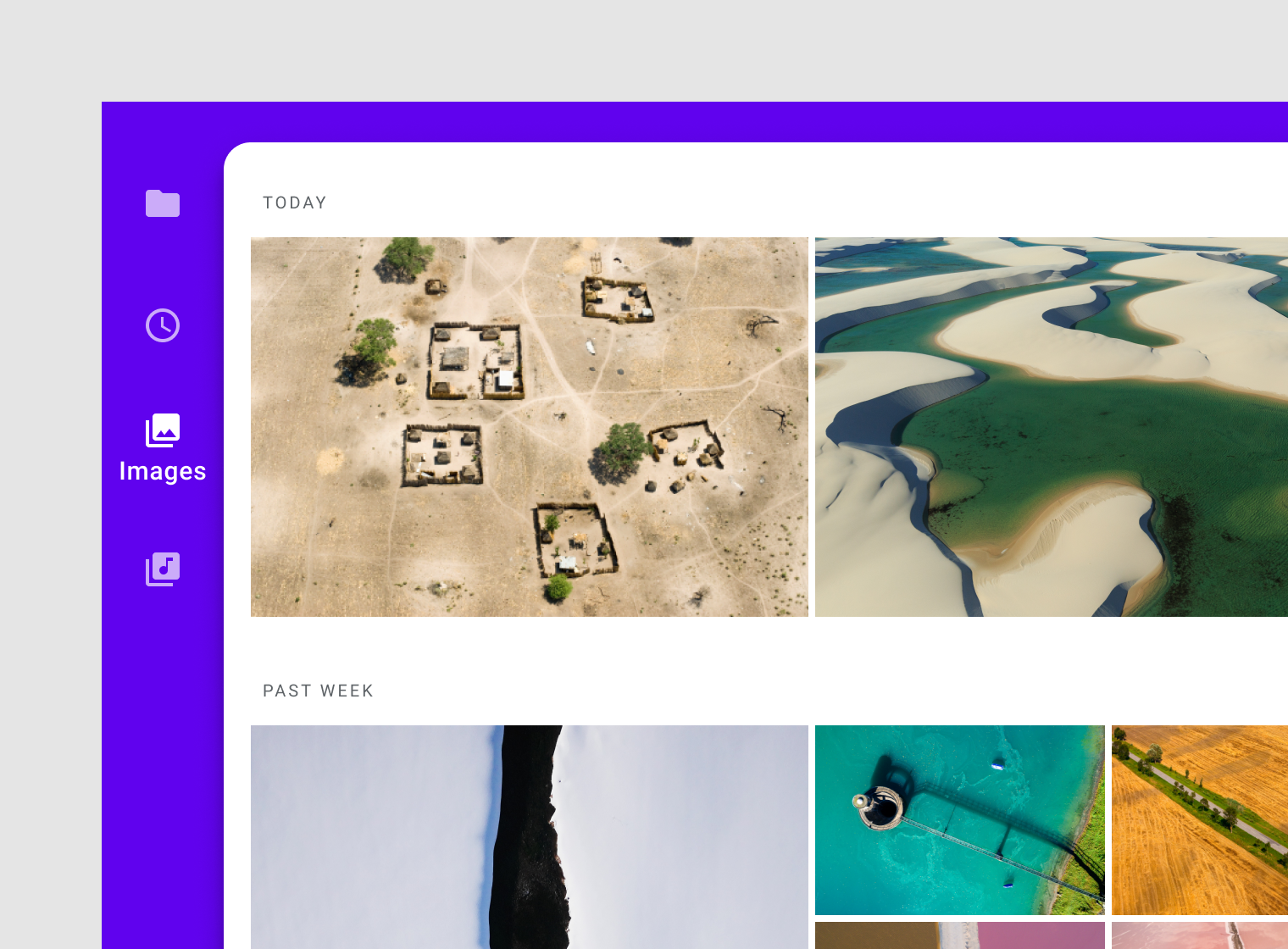 Images app with rail and backdrop