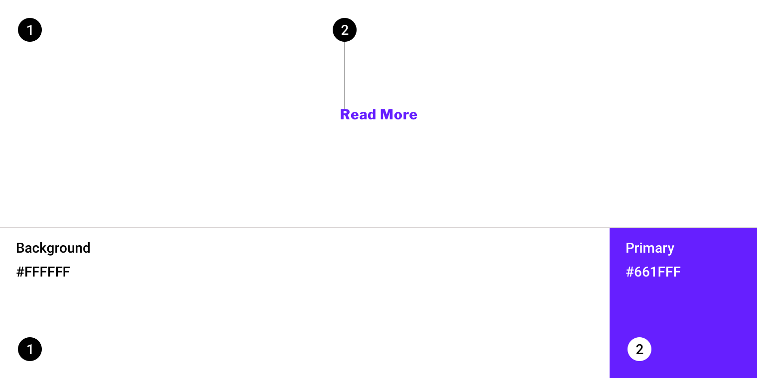 Diagram of button with color mapping of white background and purple text
