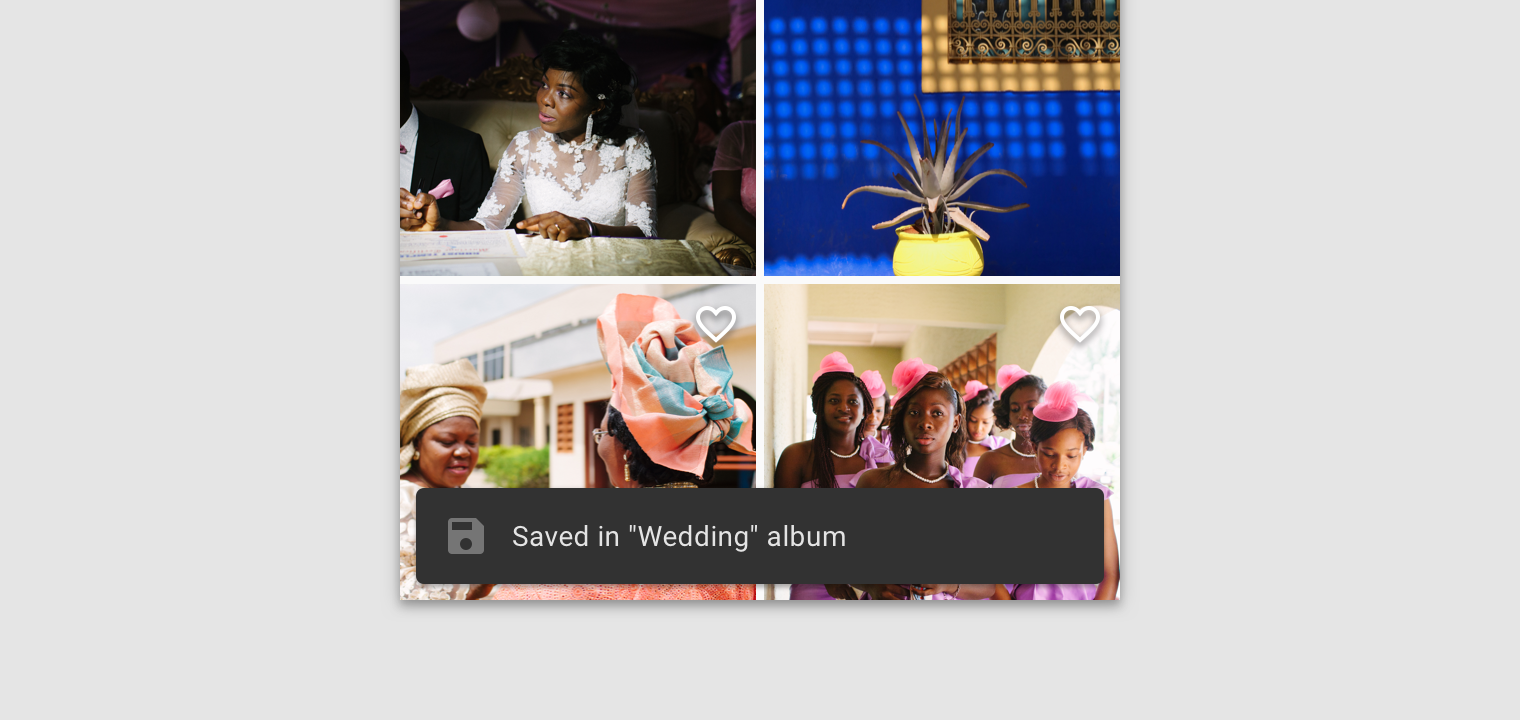 Single line text label on mobile that includes save icon before the Snackbar text label