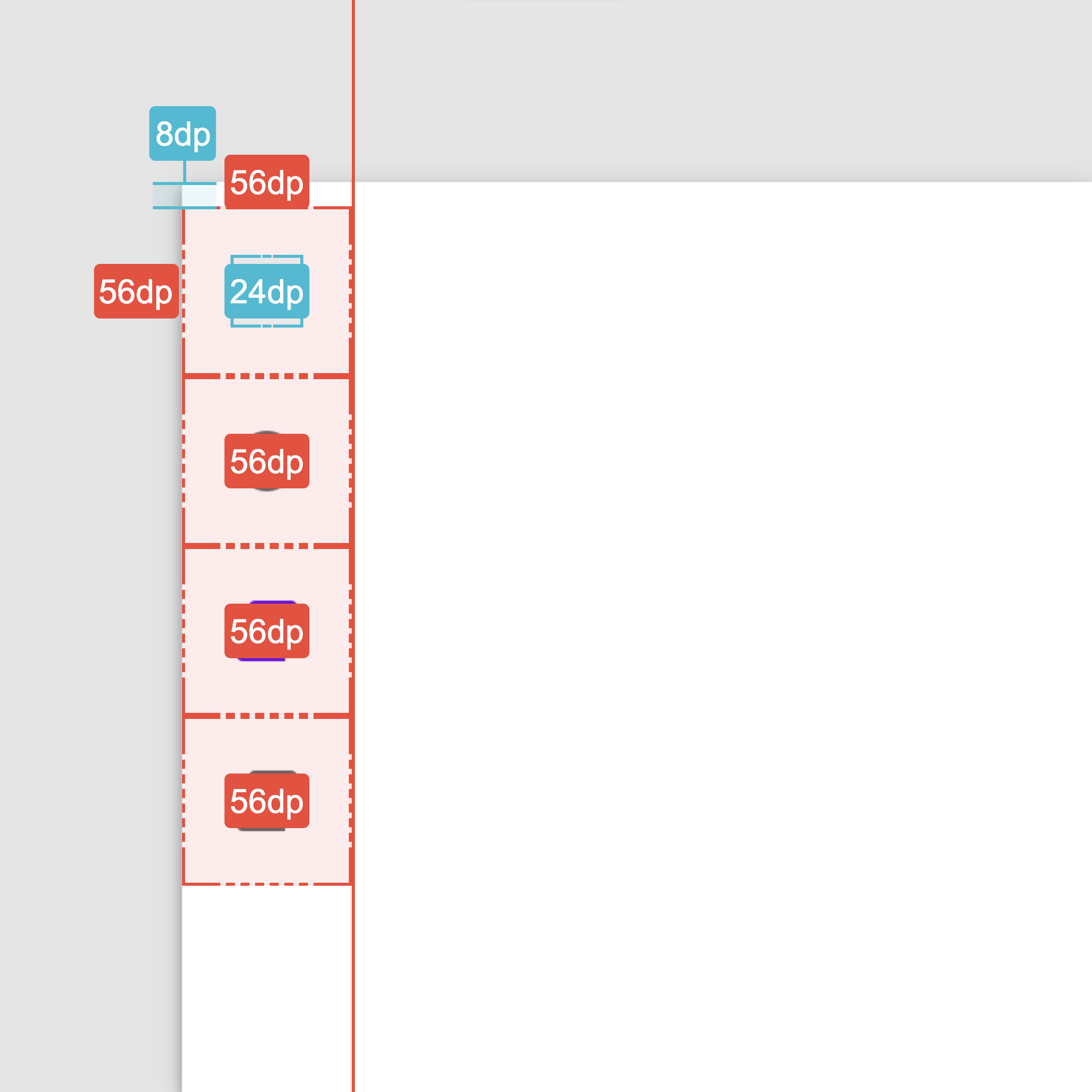 Specifications for a navigation rail without text labels