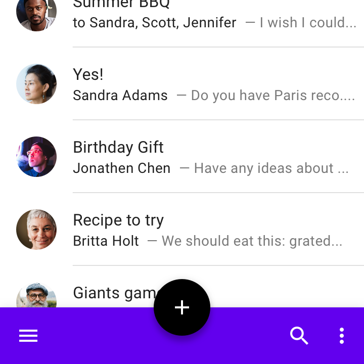 Mobile UI bottom app bar with four actions