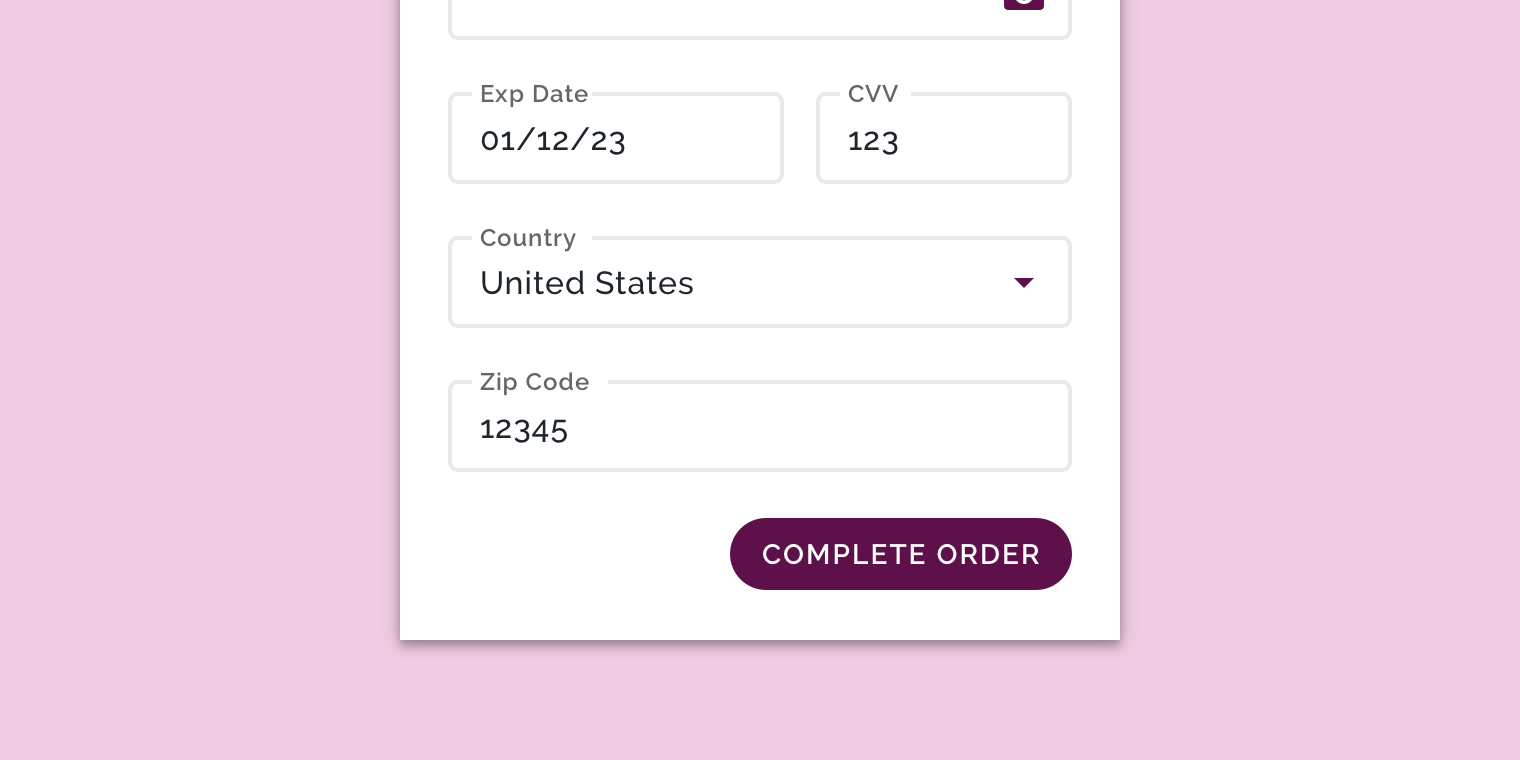 Customized button that is magenta, rounded, and has custom typeface