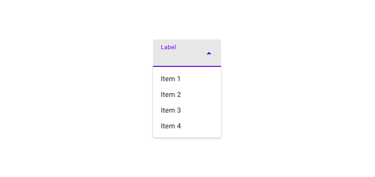 Filled dropdown menu