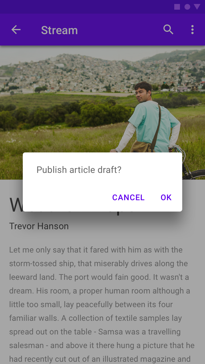 Example of a standard platform dialog