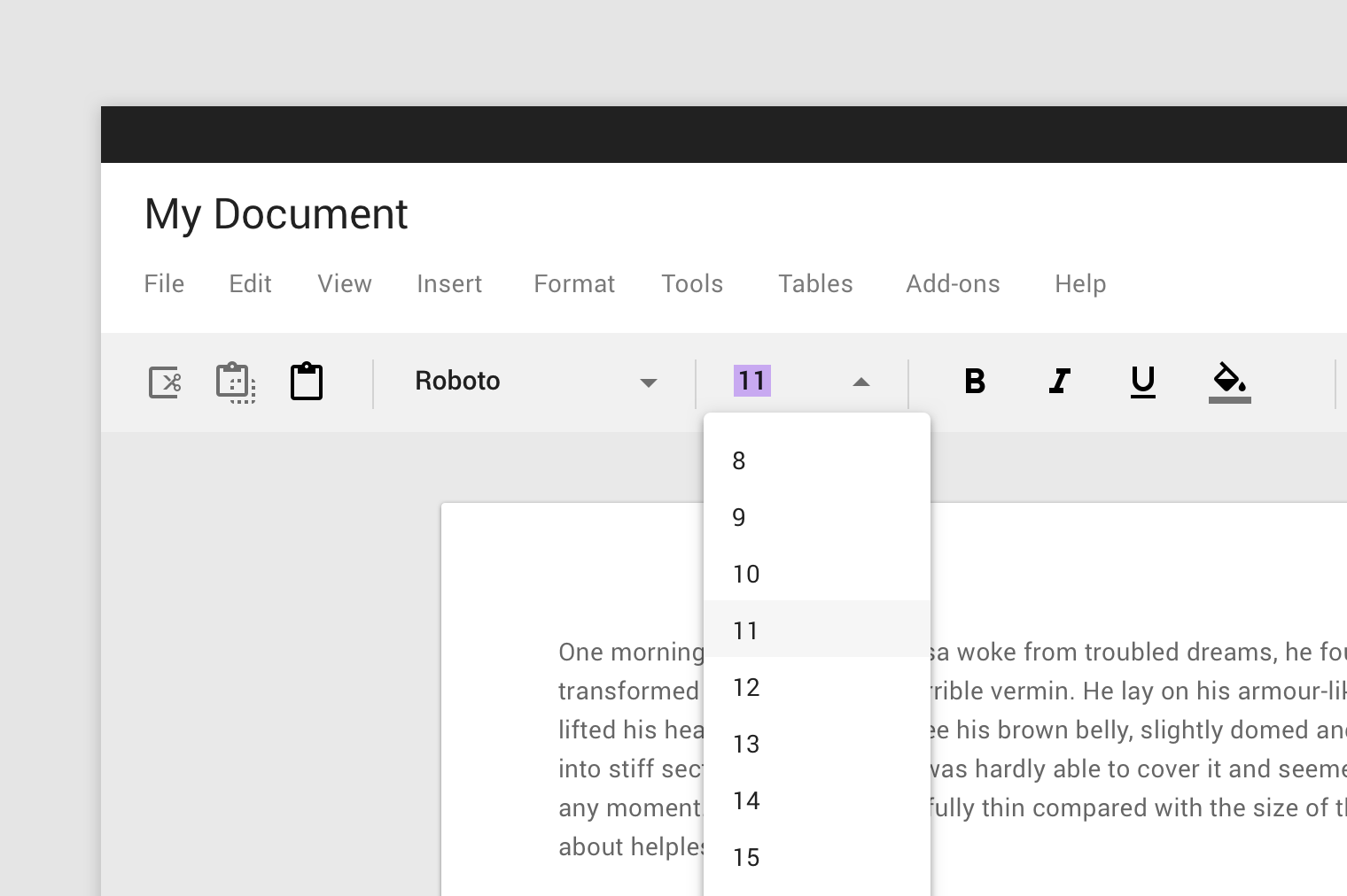 menus material design