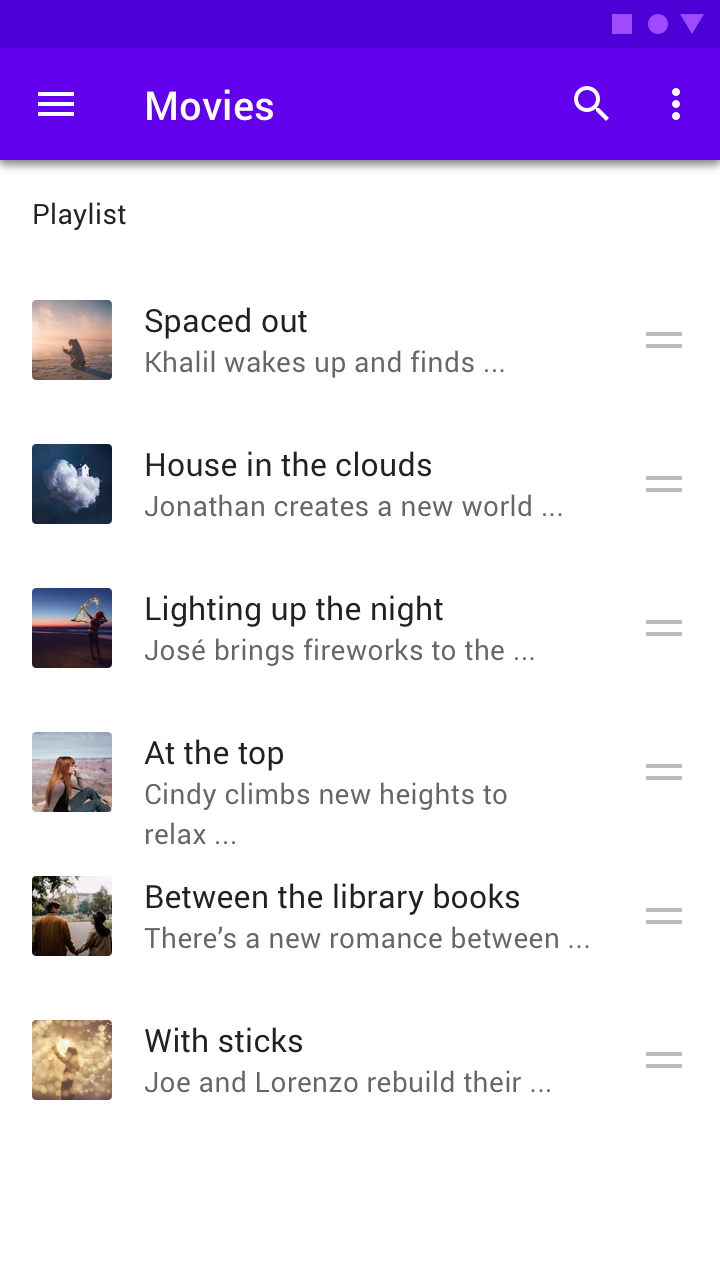 lists material design