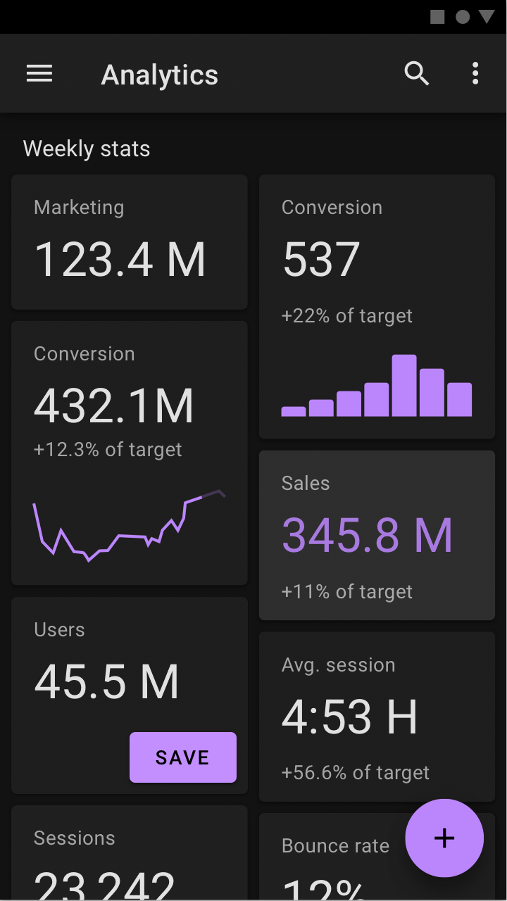 Dark theme Material Design