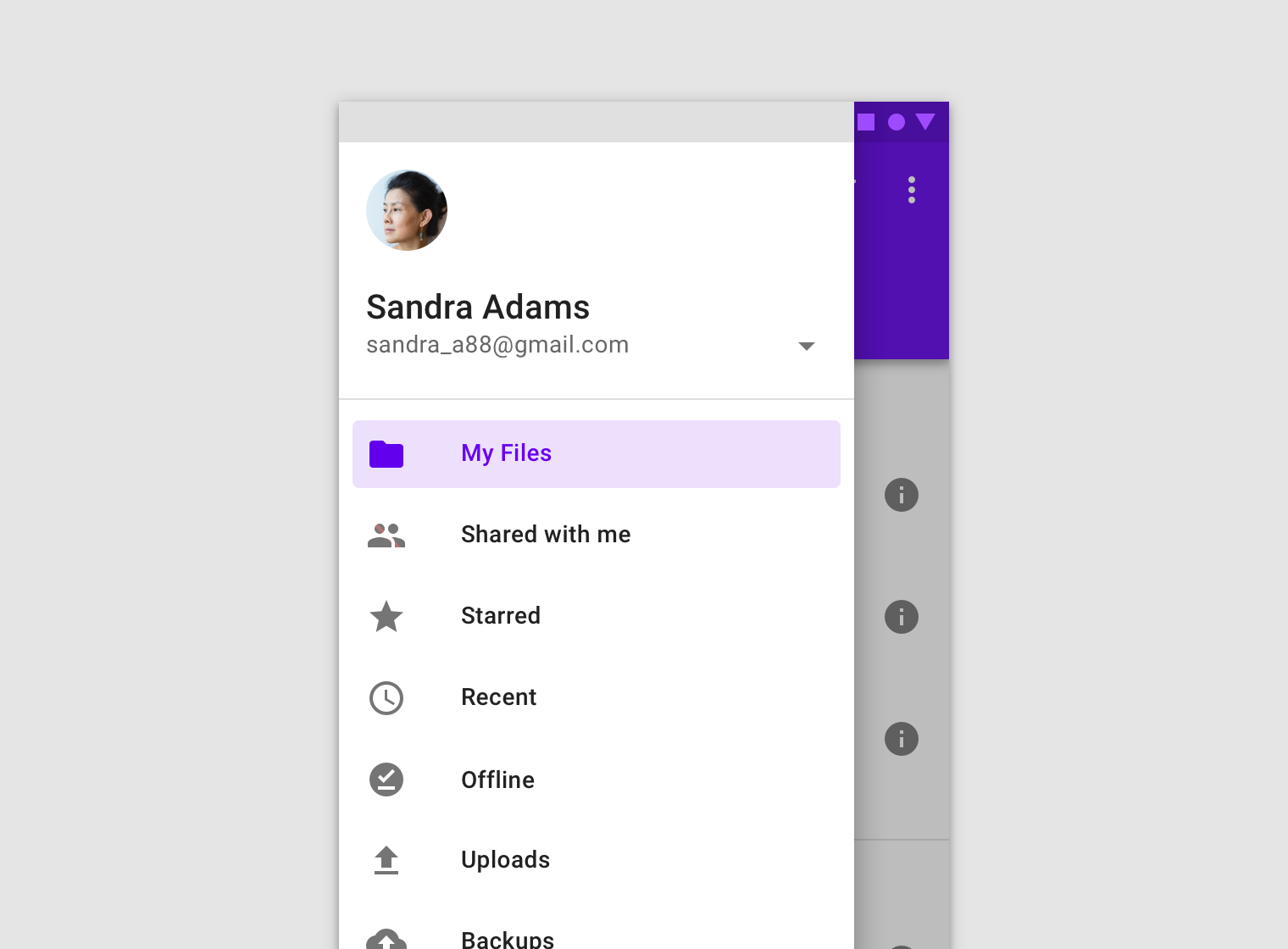 Navigation drawer Material Design