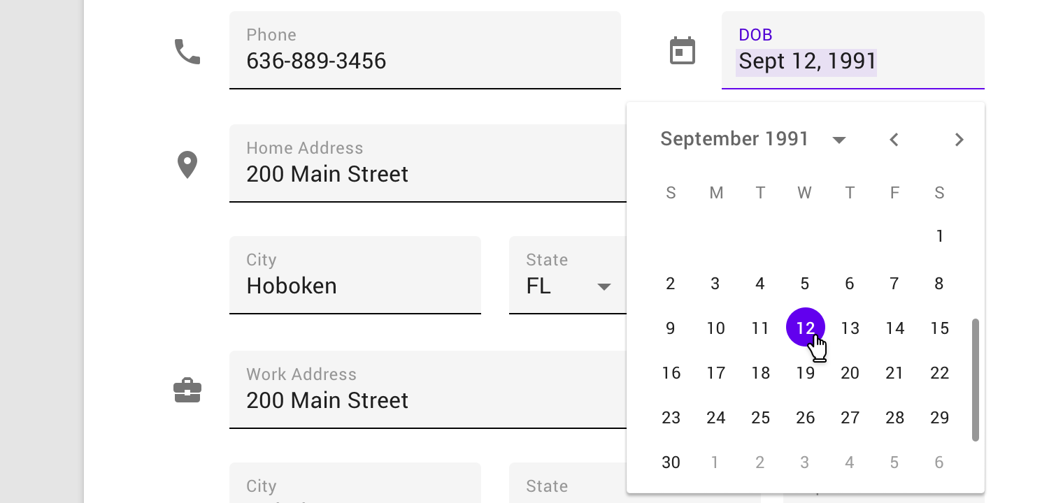 Pickers Material Design