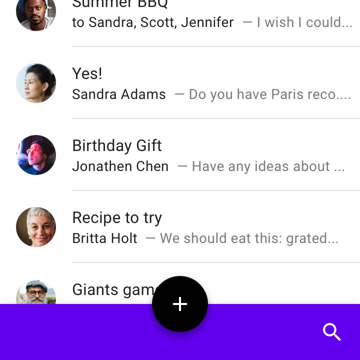 Mobile UI bottom app bar with only the fab and no actions