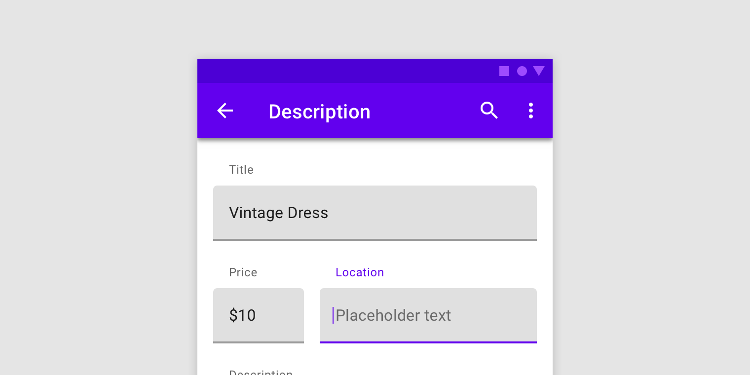 Text fields with labels above each field
